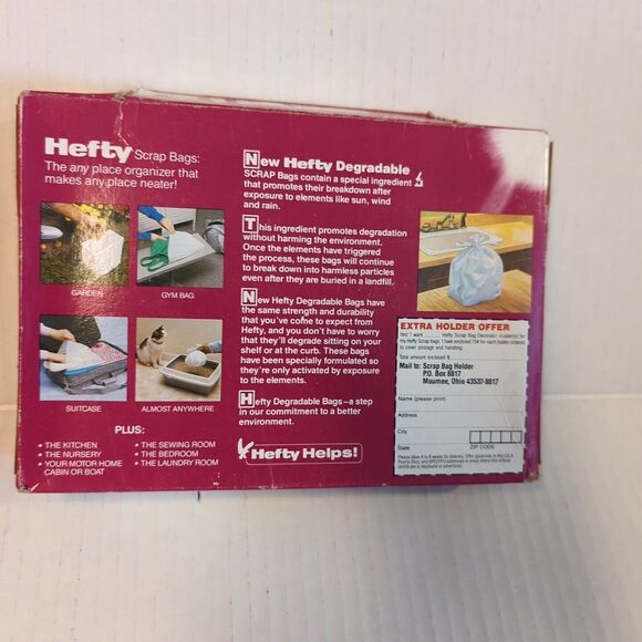Hefty Degradable Scrap Bags New Open Box Of 26 Bags Vintage 80s Trash Waste - Picture 4 of 8